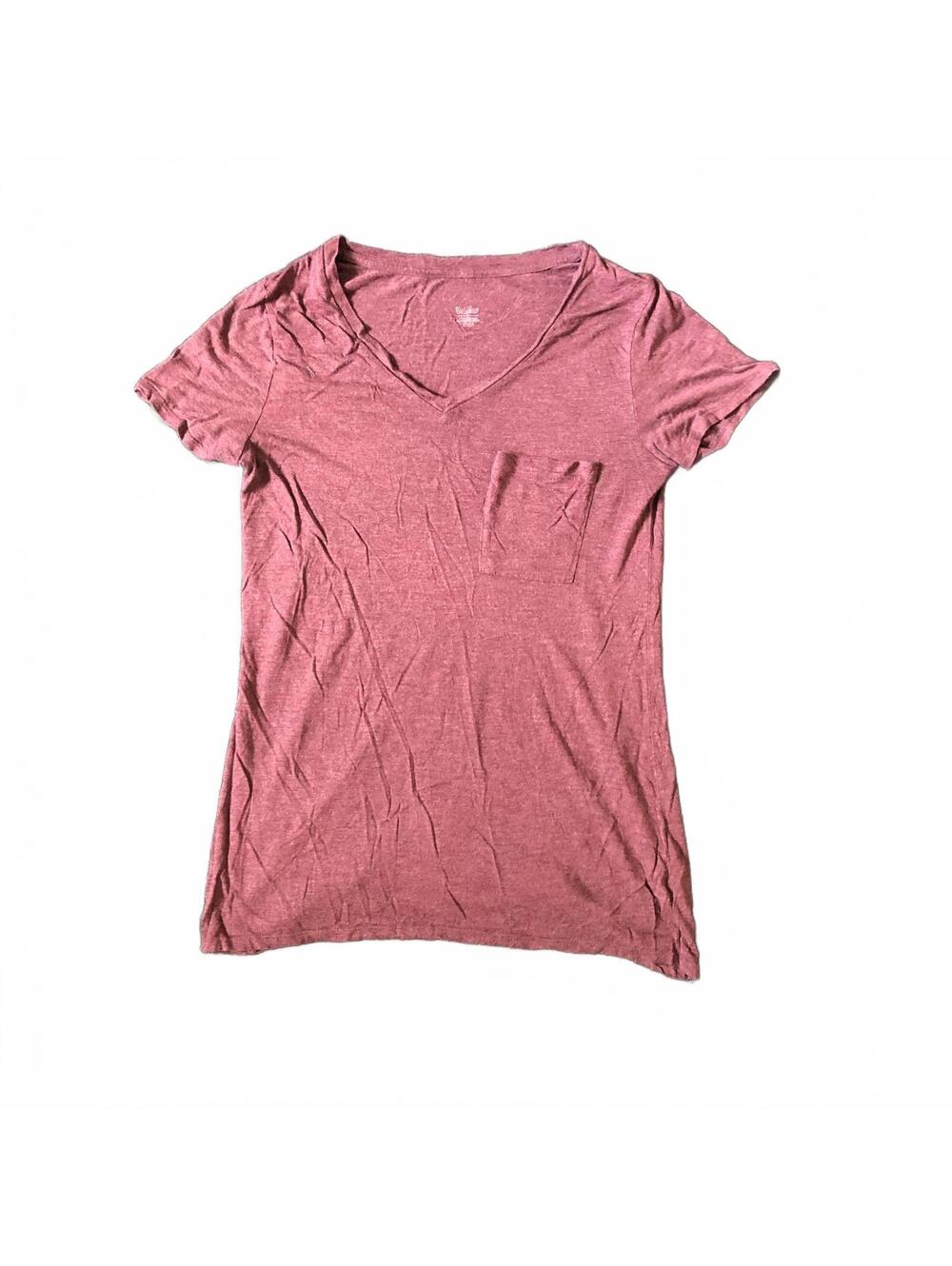 Mossimo Heathered Maroon Burgundy V-Neck Pocket T-Shirt Size Medium
